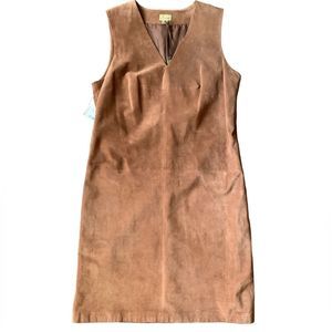 Caslon, size 14, brown leather dress. 40” long. NWT.